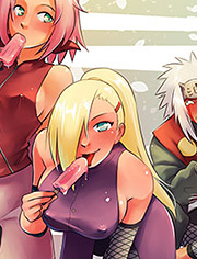 The girls Sackura and Ina appear, sucking popsicles, Narutoon, The erotic book writer